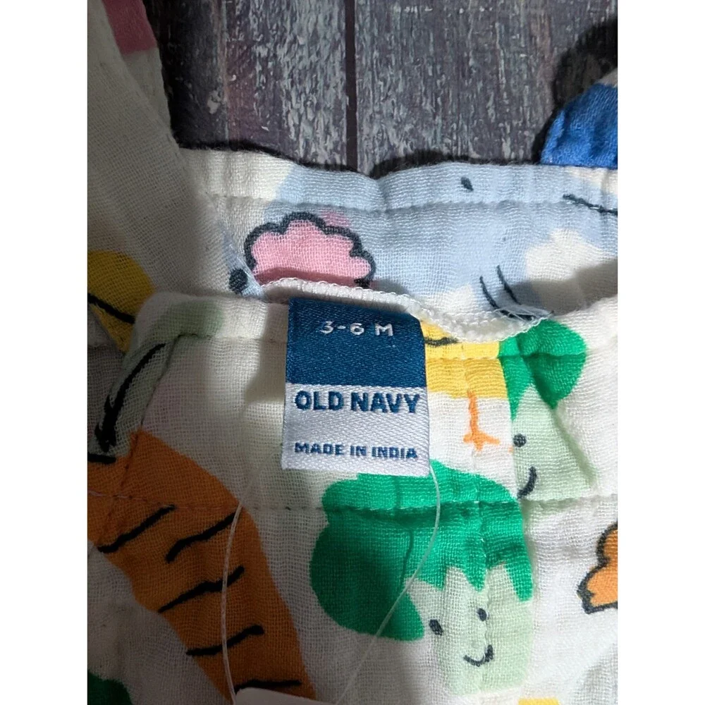 Old Navy Farm Print Sleeveless Short Romper Baby 3-6 Month *NWT* Food Animals